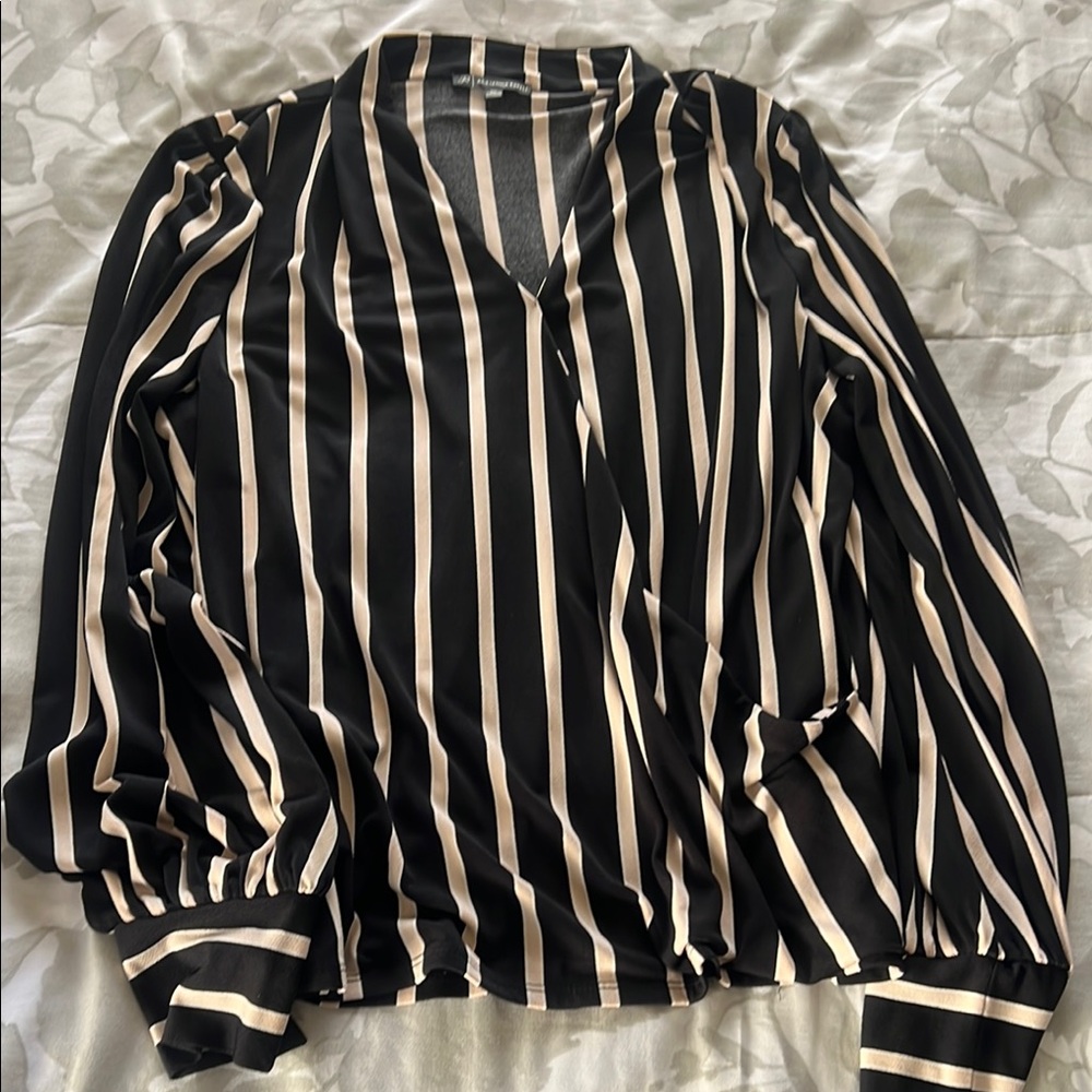Striped Black and Cream Women's Top